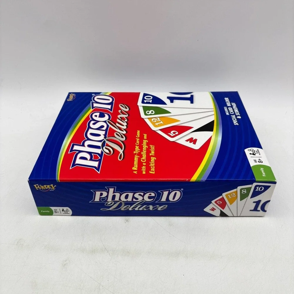 Phase 10 Deluxe Card Game Fundex Special Card Holder Scorepad COMPLETE
